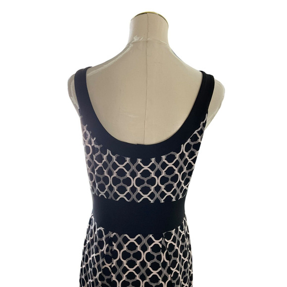 East 5th Womens Petite Medium PM Black White Dress Sleeveless Scoop Neck Waffle - Picture 12 of 12